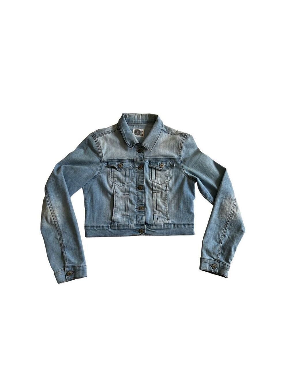 Vintage 90s Papaya Womens Cropped Button Denim Jacket Size M